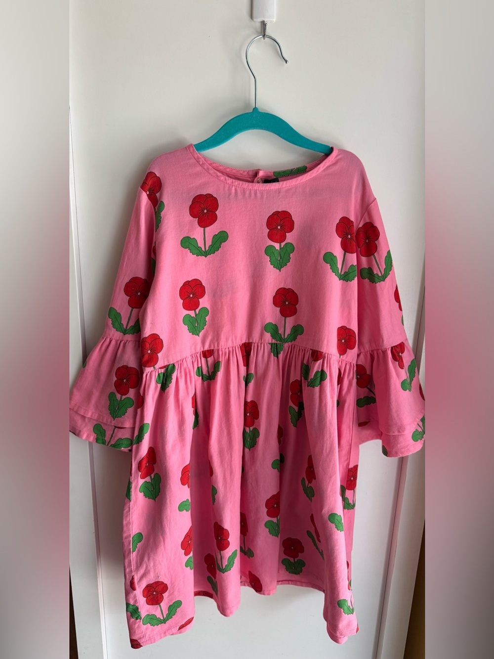 Mini Rodini pink cotton dress with floral pattern girls’ 8-9